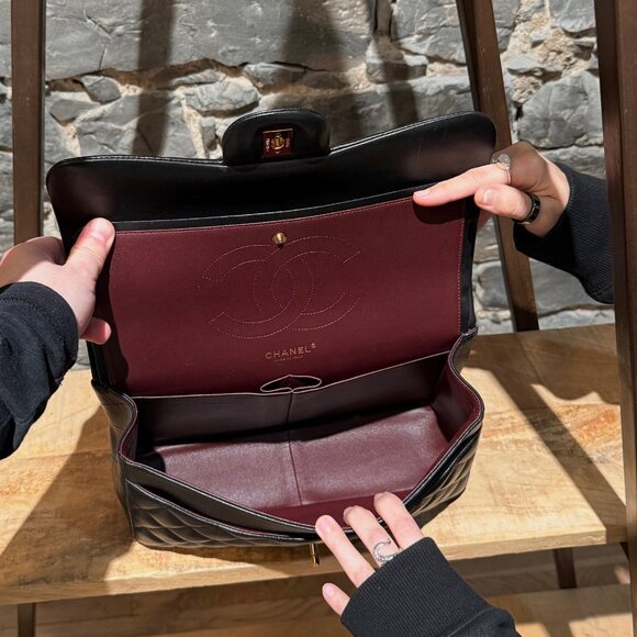 Chanel Black Lambskin GHW Jumbo Classic Double Flap Bag - Picture 8 of 16